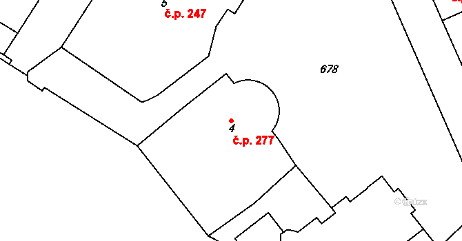 Svatava 277 na parcele st. 4 v KÚ Svatava, Katastrální mapa