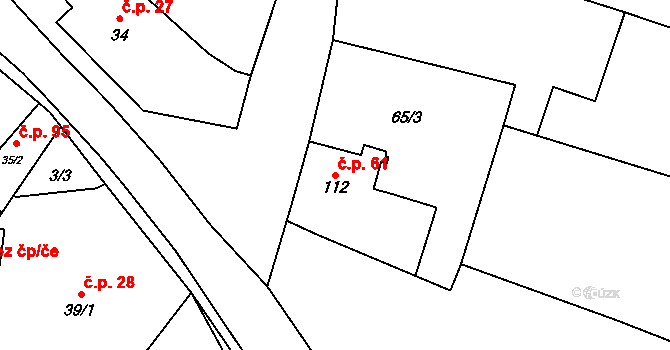 Struhy 61, Čachovice na parcele st. 112 v KÚ Struhy, Katastrální mapa