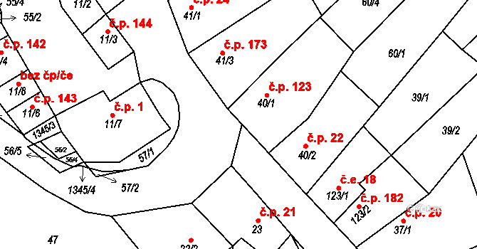 Nezdice na Šumavě 123 na parcele st. 40/1 v KÚ Nezdice na Šumavě, Katastrální mapa