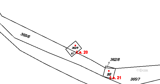 Mutyněves 20, Blažejov na parcele st. 87 v KÚ Mutyněves, Katastrální mapa