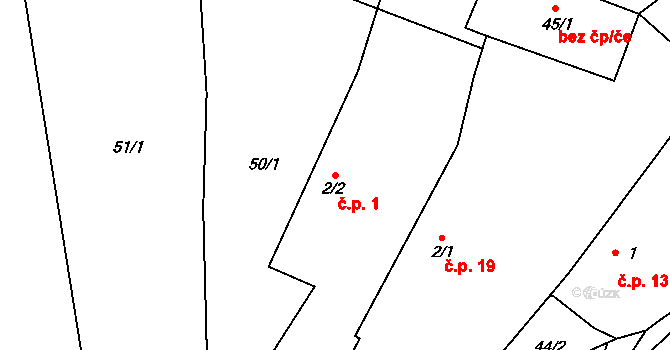 Dehtín 1, Klatovy na parcele st. 2/2 v KÚ Dehtín, Katastrální mapa