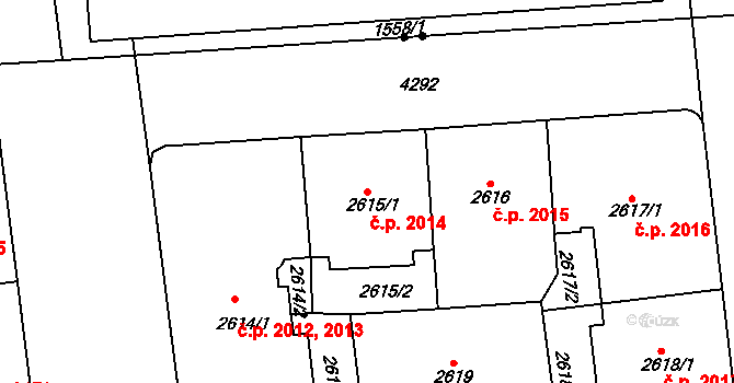 Vinohrady 2014, Praha na parcele st. 2615/1 v KÚ Vinohrady, Katastrální mapa