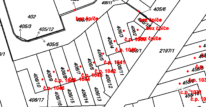 Střešovice 1041, Praha na parcele st. 406/5 v KÚ Střešovice, Katastrální mapa