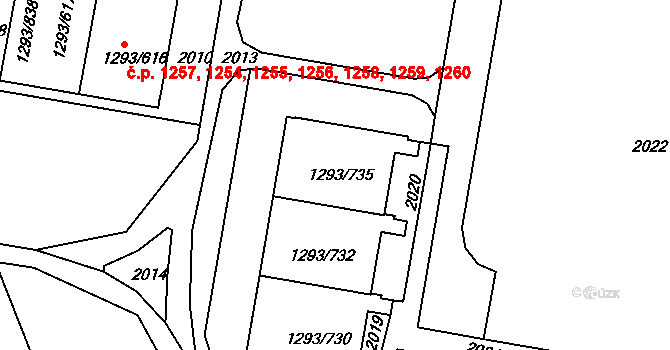 Řepy 1317,1318,1319,1320,, Praha na parcele st. 1293/735 v KÚ Řepy, Katastrální mapa