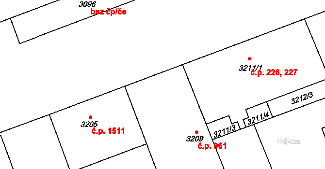 Libeň 961, Praha na parcele st. 3209 v KÚ Libeň, Katastrální mapa