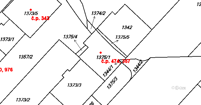 Vršovice 357,474, Praha na parcele st. 1375/1 v KÚ Vršovice, Katastrální mapa