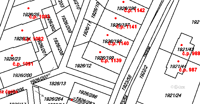 Sedlčany 1139 na parcele st. 1926/199 v KÚ Sedlčany, Katastrální mapa