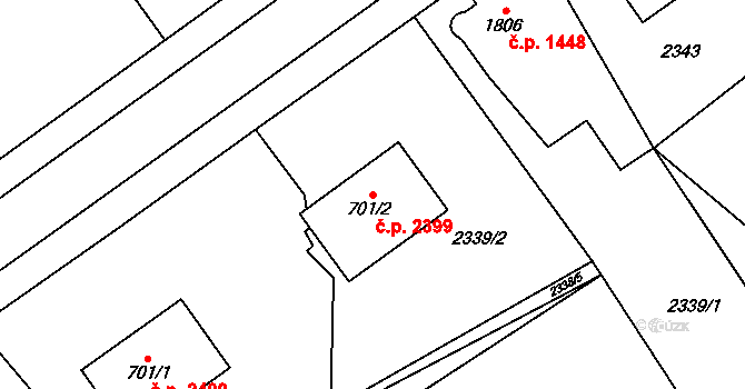 Dvůr Králové nad Labem 2399 na parcele st. 701/2 v KÚ Dvůr Králové nad Labem, Katastrální mapa