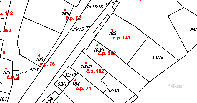 Krumvíř 252 na parcele st. 193/1 v KÚ Krumvíř, Katastrální mapa