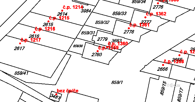 Vrchlabí 1359 na parcele st. 2780 v KÚ Vrchlabí, Katastrální mapa