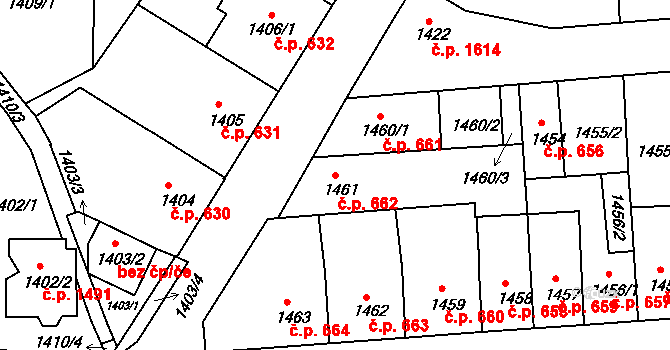 České Budějovice 2 662, České Budějovice na parcele st. 1461 v KÚ České Budějovice 2, Katastrální mapa