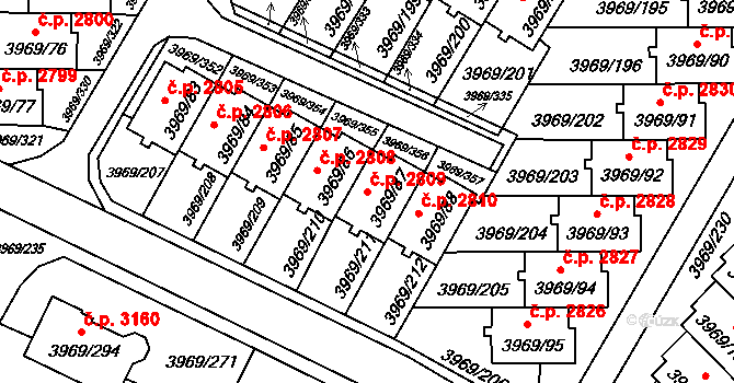 Česká Lípa 2809 na parcele st. 3969/87 v KÚ Česká Lípa, Katastrální mapa
