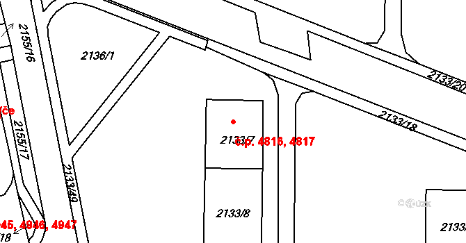 Chomutov 4816,4817 na parcele st. 2133/7 v KÚ Chomutov II, Katastrální mapa