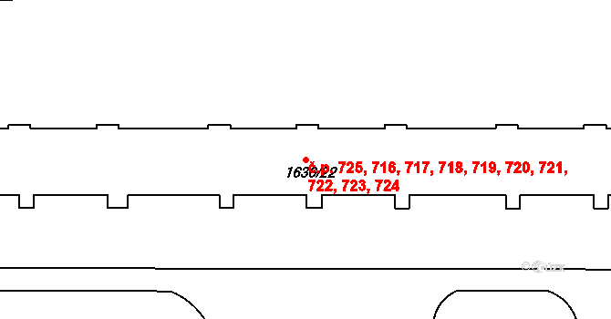 Teplické Předměstí 716,717,718,719,720,, Bílina na parcele st. 1636/22 v KÚ Bílina, Katastrální mapa