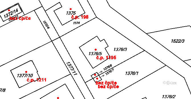 Ráj 1195, Karviná na parcele st. 1376/5 v KÚ Ráj, Katastrální mapa
