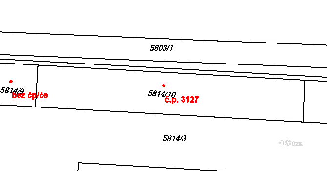 Prostějov 3127 na parcele st. 5814/10 v KÚ Prostějov, Katastrální mapa