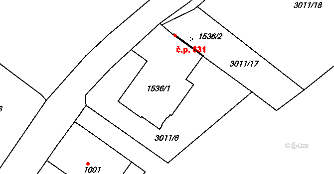 Cvikov II 631, Cvikov na parcele st. 1536/1 v KÚ Cvikov, Katastrální mapa