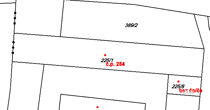 Dolní Chrastava 254, Chrastava na parcele st. 225/1 v KÚ Dolní Chrastava, Katastrální mapa