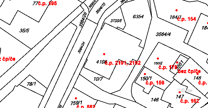 Rožnov pod Radhoštěm 2191,2192 na parcele st. 4108 v KÚ Rožnov pod Radhoštěm, Katastrální mapa