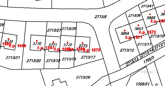 Vrchlabí 1570 na parcele st. 3773 v KÚ Vrchlabí, Katastrální mapa