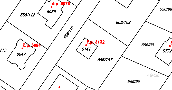 Šumperk 3132 na parcele st. 6141 v KÚ Šumperk, Katastrální mapa