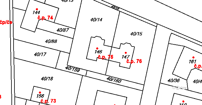 Noutonice 75, Lichoceves na parcele st. 146 v KÚ Noutonice, Katastrální mapa