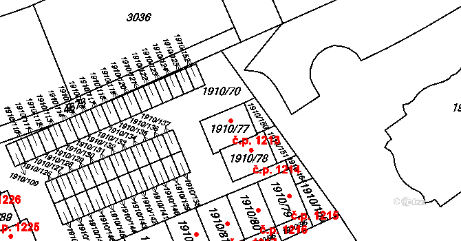 Třeboň II 1213, Třeboň na parcele st. 1910/77 v KÚ Třeboň, Katastrální mapa