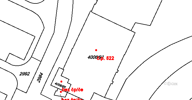 Předměstí 522, Litoměřice na parcele st. 4006/91 v KÚ Litoměřice, Katastrální mapa