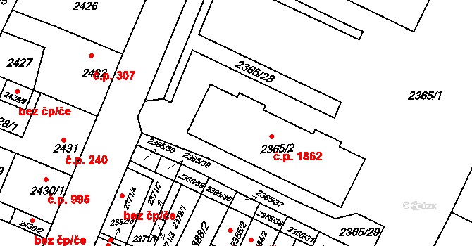 Předměstí 1862, Litoměřice na parcele st. 2365/2 v KÚ Litoměřice, Katastrální mapa