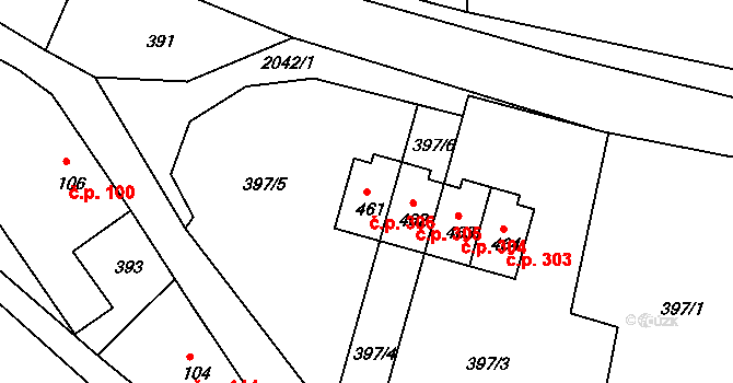 Horní Podluží 306 na parcele st. 461 v KÚ Horní Podluží, Katastrální mapa