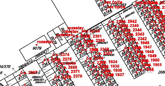 Hodonín 2361 na parcele st. 7365 v KÚ Hodonín, Katastrální mapa