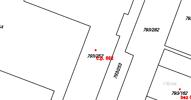 Výškovice 682, Ostrava na parcele st. 793/252 v KÚ Výškovice u Ostravy, Katastrální mapa