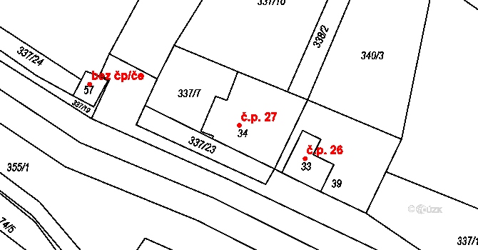 Vrtěžíř 27, Štěpánov nad Svratkou na parcele st. 34 v KÚ Vrtěžíř, Katastrální mapa