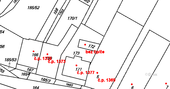Moravský Krumlov 38749441 na parcele st. 172 v KÚ Rokytná, Katastrální mapa