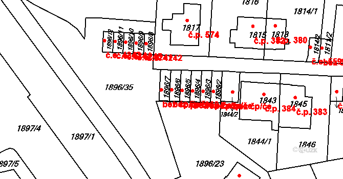 Ústí nad Labem 38862441 na parcele st. 1896/6 v KÚ Klíše, Katastrální mapa