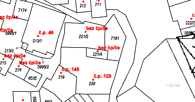 Javorník 38920441 na parcele st. 221/4 v KÚ Javorník nad Veličkou, Katastrální mapa