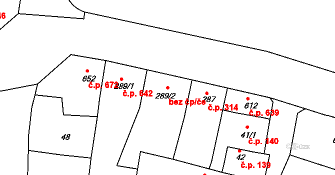 Milevsko 39938441 na parcele st. 289/2 v KÚ Milevsko, Katastrální mapa