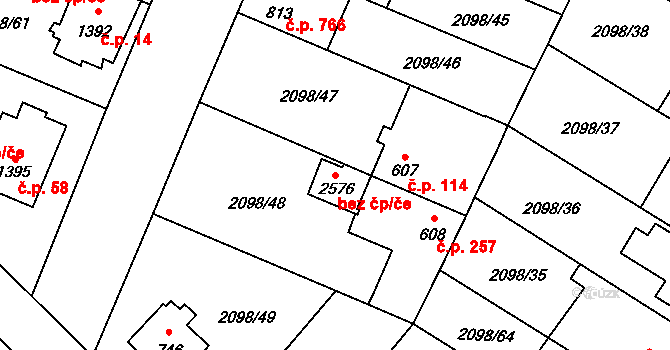 Opava 41433441 na parcele st. 2576 v KÚ Kateřinky u Opavy, Katastrální mapa