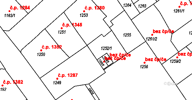 Teplice 41537441 na parcele st. 1252/2 v KÚ Teplice, Katastrální mapa