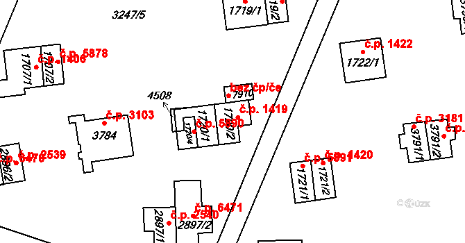 Zlín 1419 na parcele st. 1720/2 v KÚ Zlín, Katastrální mapa