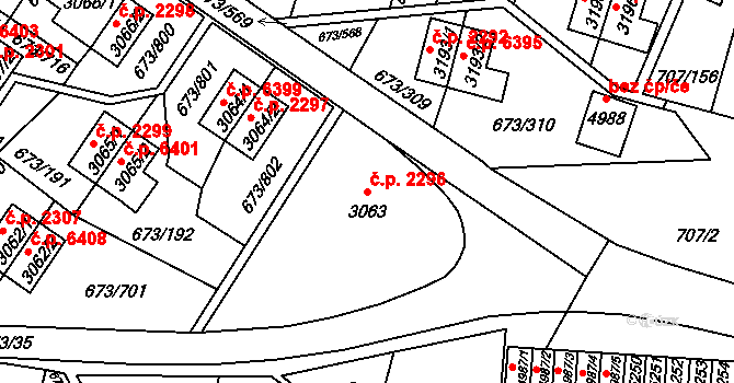 Zlín 2296 na parcele st. 3063 v KÚ Zlín, Katastrální mapa