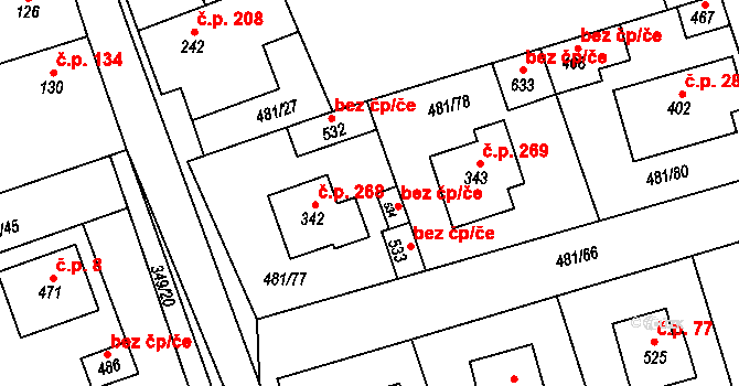 Čížkovice 42787441 na parcele st. 534 v KÚ Čížkovice, Katastrální mapa