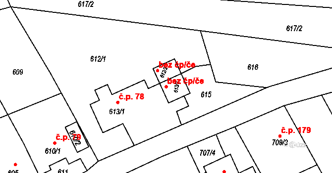 Ostrava 43881441 na parcele st. 613/2 v KÚ Hošťálkovice, Katastrální mapa