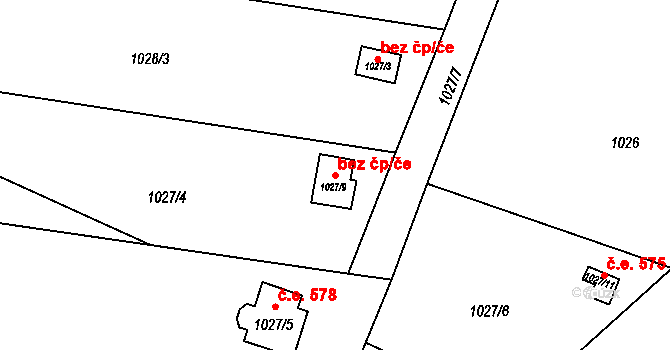 Orlová 43991441 na parcele st. 1027/9 v KÚ Horní Lutyně, Katastrální mapa