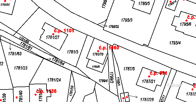 Jilemnice 44265441 na parcele st. 1781/70 v KÚ Jilemnice, Katastrální mapa