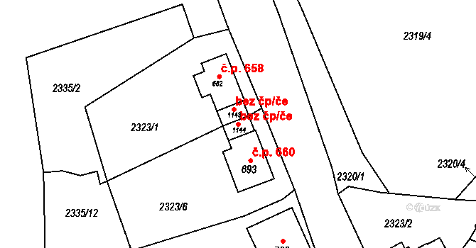 Luby 44630441 na parcele st. 1144 v KÚ Luby I, Katastrální mapa