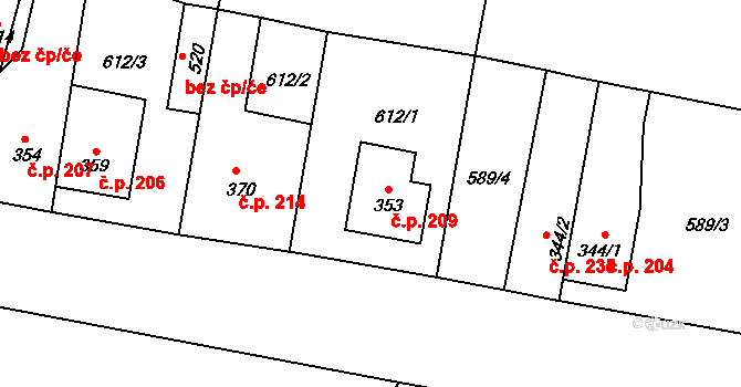 Brumovice 209 na parcele st. 353 v KÚ Brumovice u Opavy, Katastrální mapa