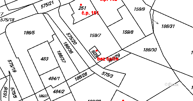 Železná Ruda 45220441 na parcele st. 605 v KÚ Železná Ruda, Katastrální mapa