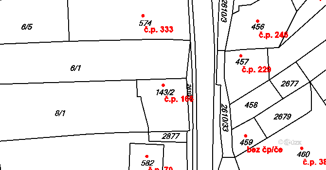 Břestek 166 na parcele st. 143/2 v KÚ Břestek, Katastrální mapa