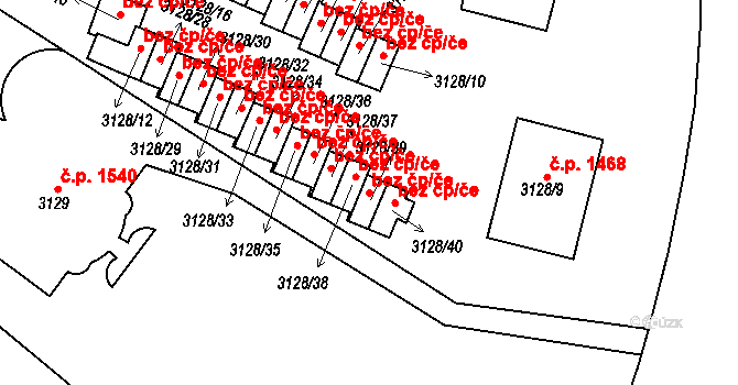 Praha 46765441 na parcele st. 3128/39 v KÚ Dejvice, Katastrální mapa